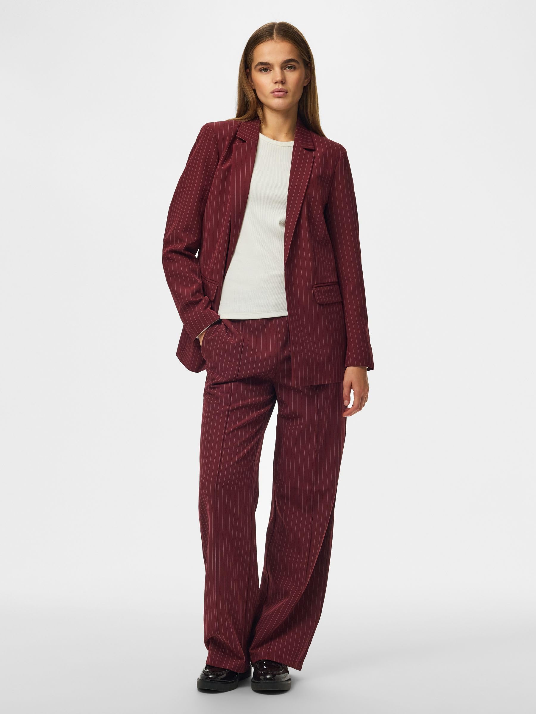 Pieces Pcbozzy HW Wide pantaloni donna a righe vita alta