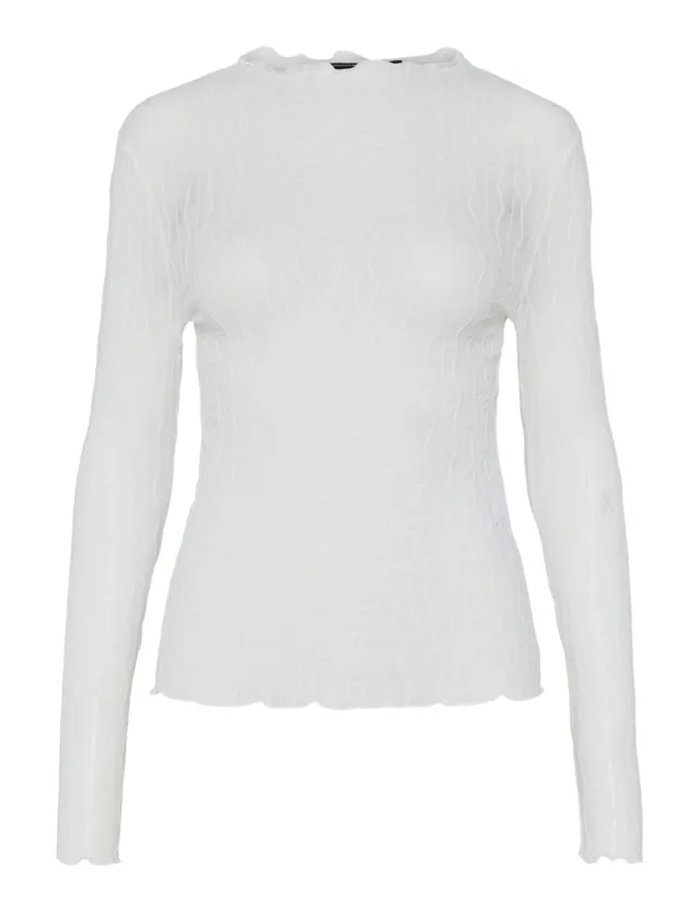 Pieces Pcpriya Sandra LS top donna S cotone collo alto