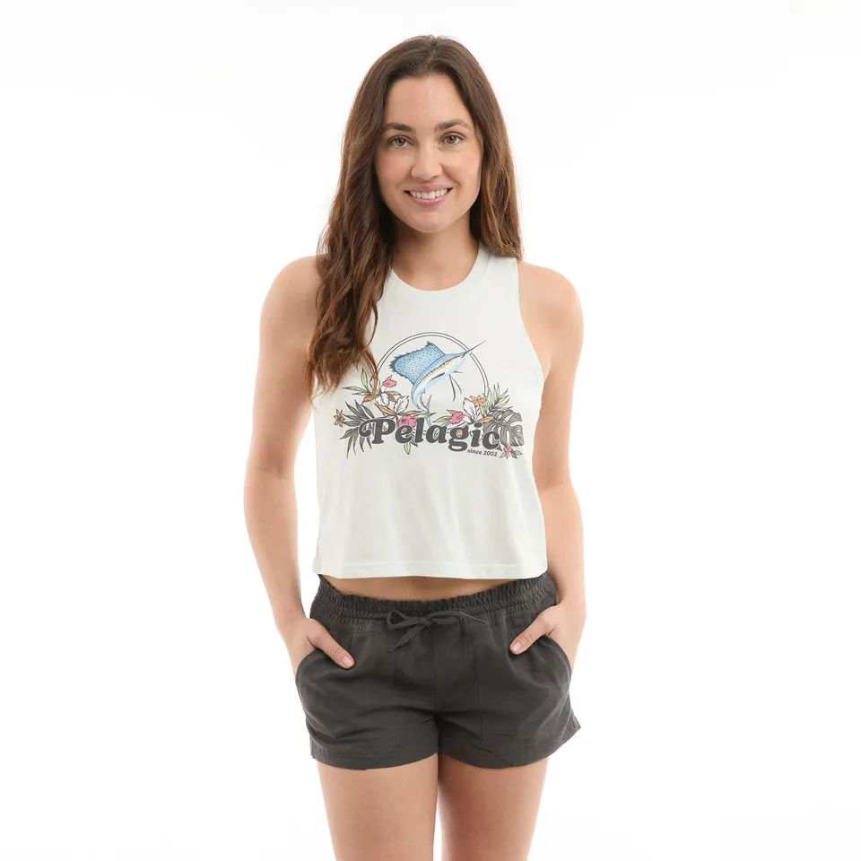 Pelagic Tropic Sea canotta cropped donna Bone cotone bio