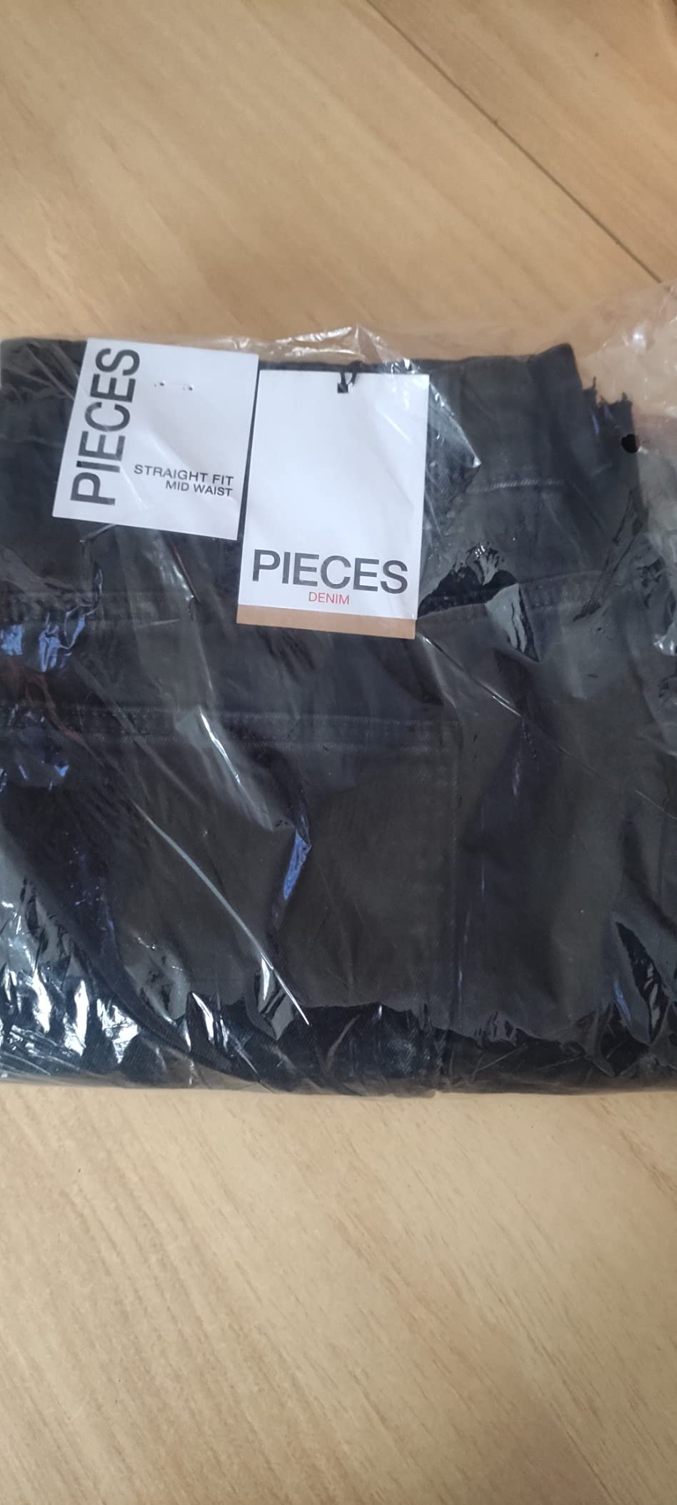 Pieces Pcluna Straight MW Ank BLC Noos jeans 26W/32L cotone