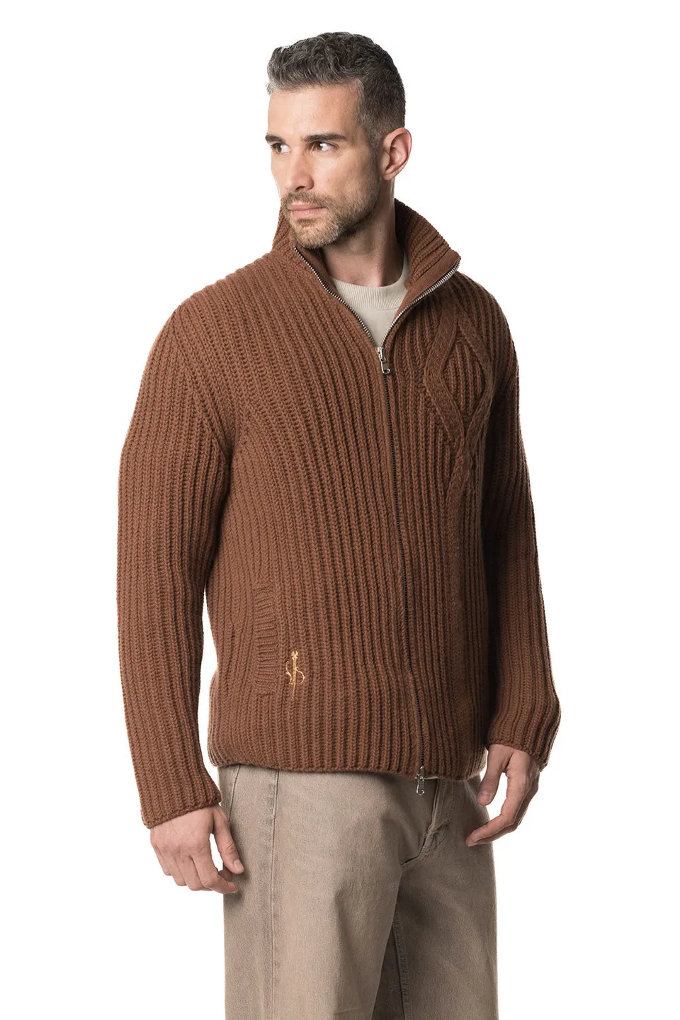 Vittoria Paci Blouson Zip Cashmere Marrone Uomo