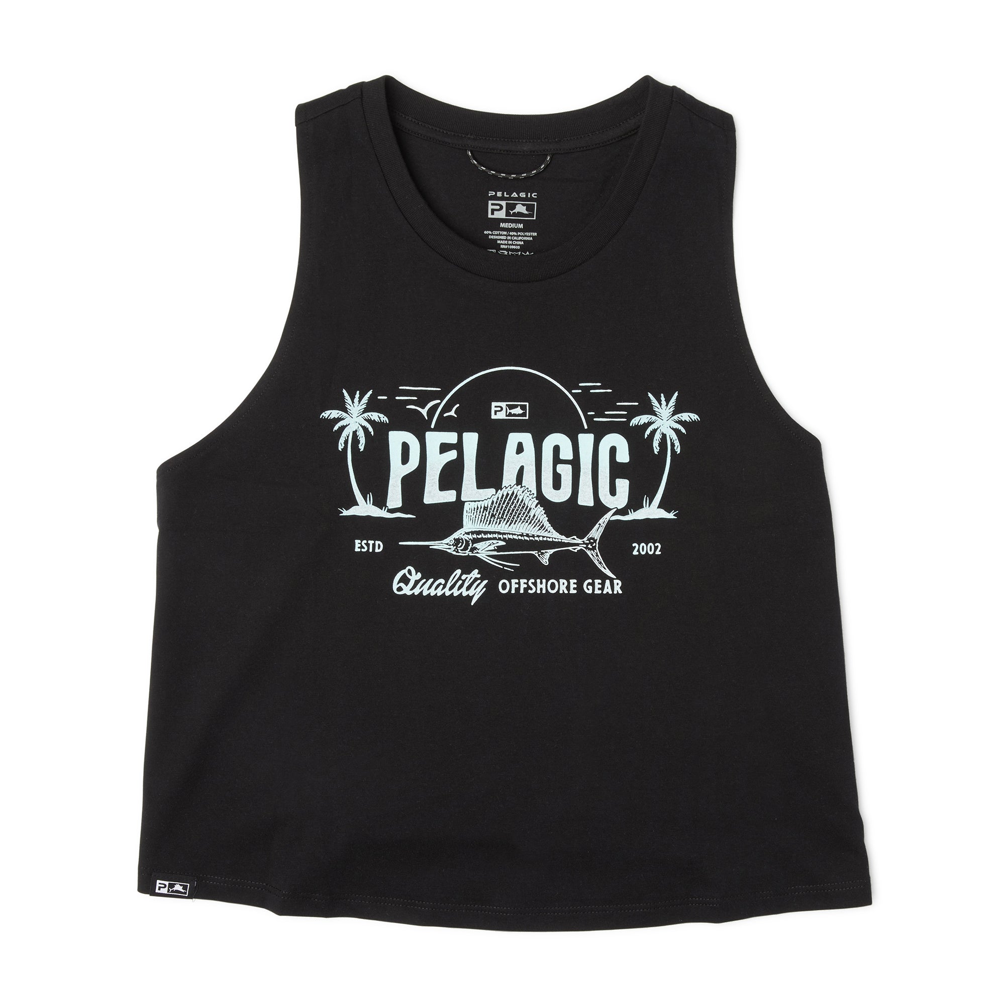PELAGIC Ws Horizon canotta cropped nera cotone bio