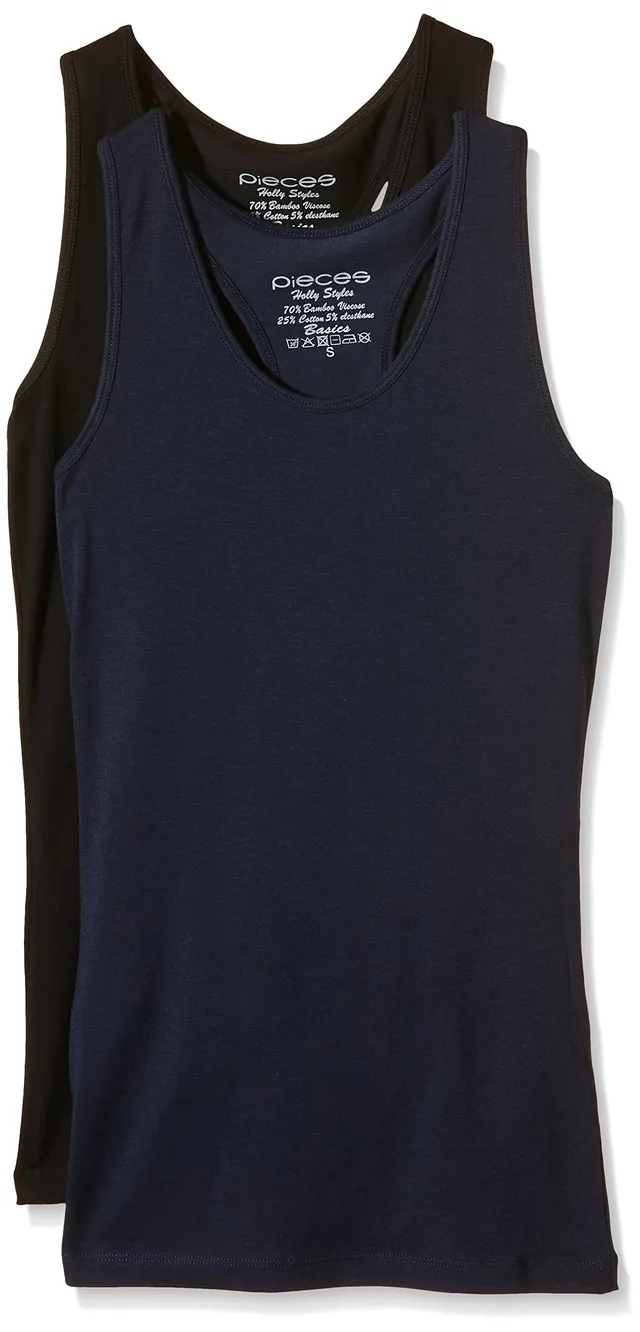 Pieces Pcholly Boxer Top canotta blu XS 2 pezzi