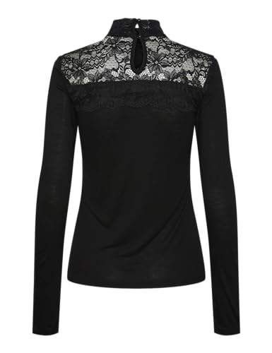PIECES Pcmolly LS High Neck Lace Top BC maglietta taglia M collo alto