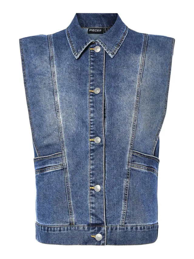 Pieces PCFemma gilet jeans XS denim blu