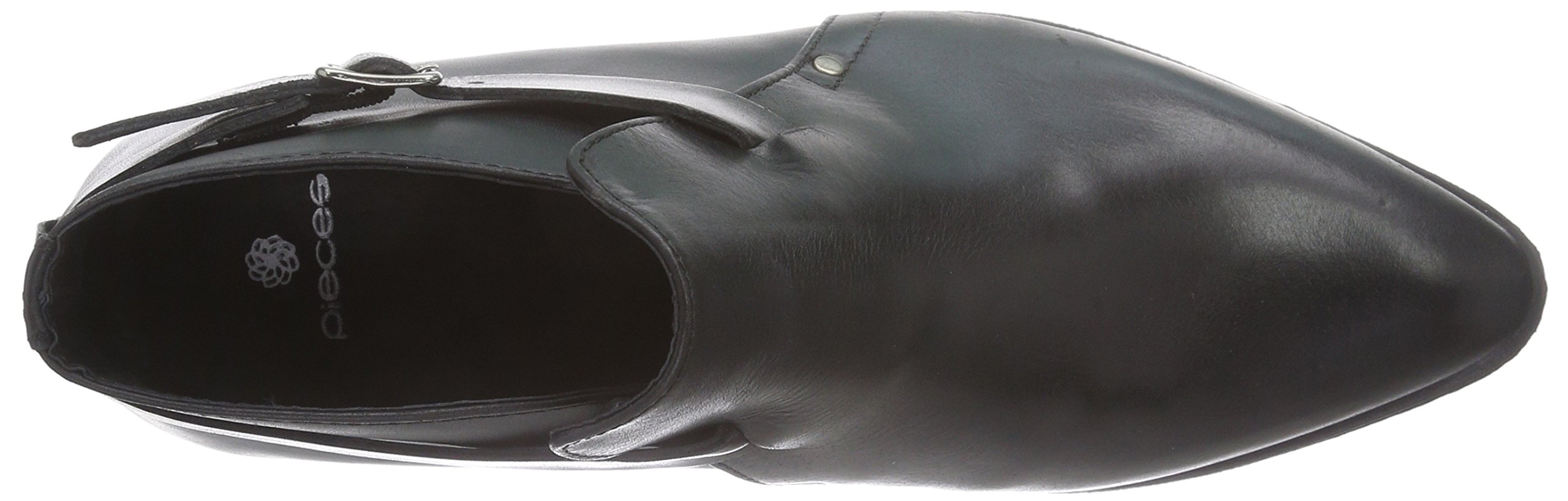 Pieces Psutara Leather Buckle Boot stivali donna neri pelle
