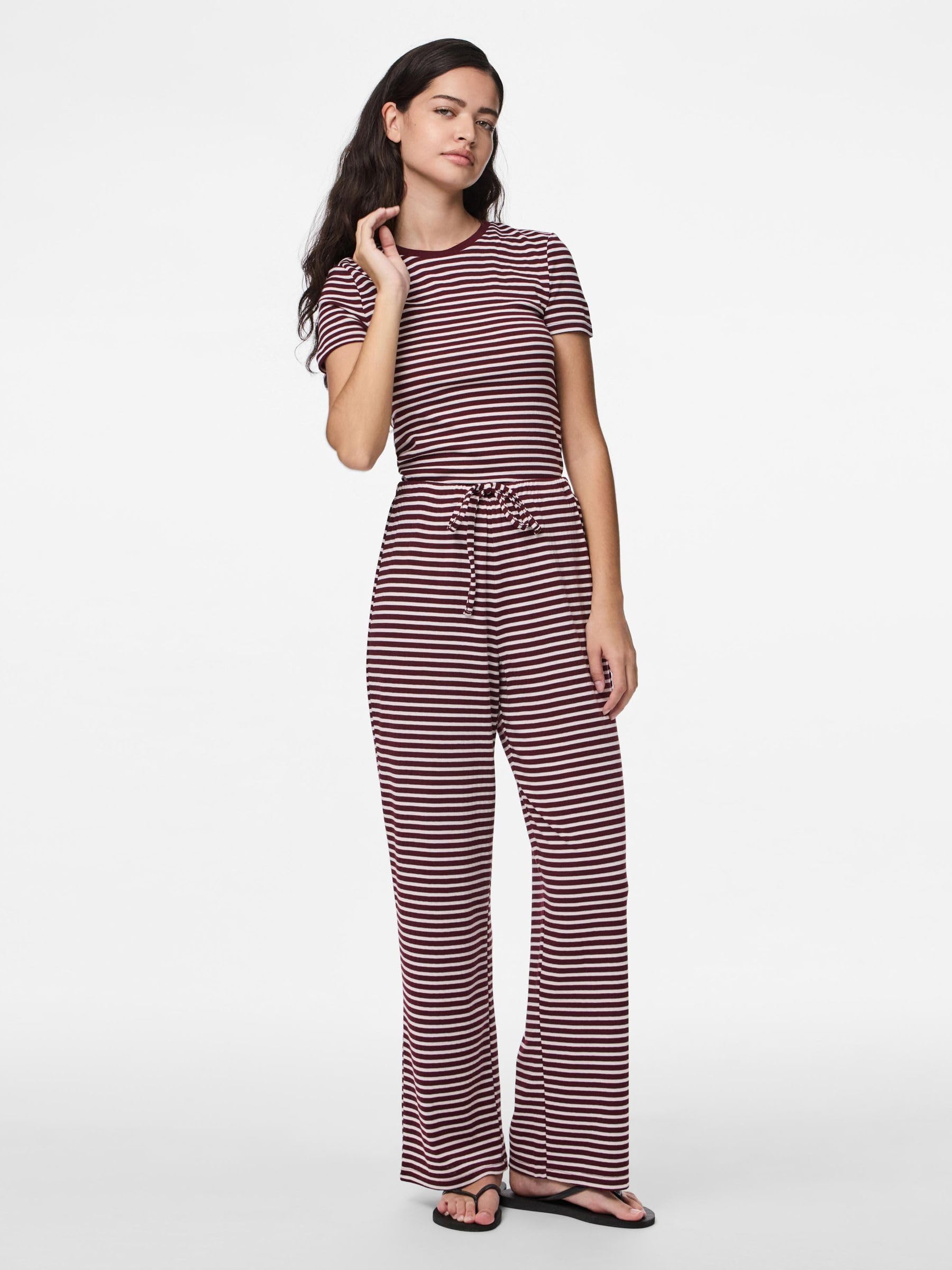 Pieces Pcsoffi HW Wide Pantaloni Donna Tawny Port