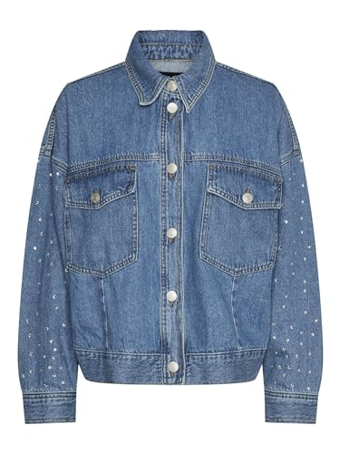 Pieces Pcsky Rhinestone giacca jeans donna strass XS