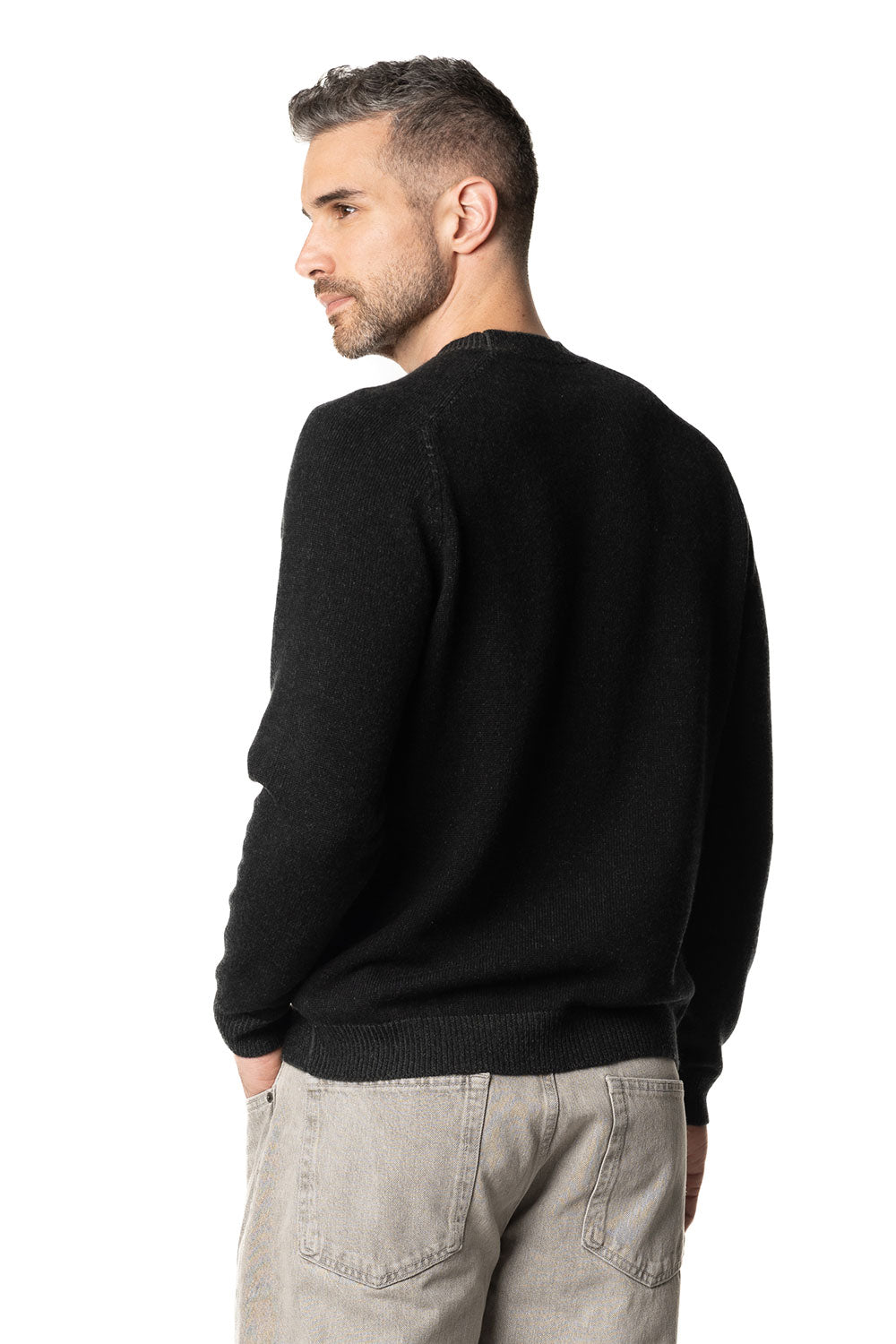 Vittoria Paci girocollo cashmere uomo grigio scuro coste