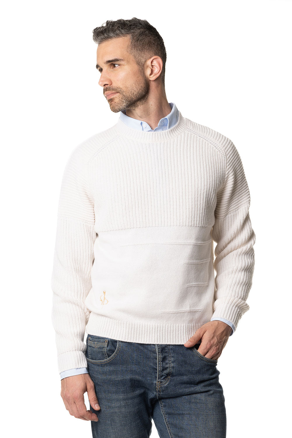 Vittoria Paci girocollo bianco uomo in cashmere inglese