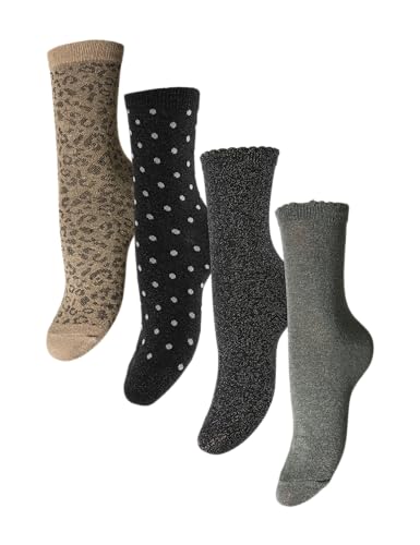 Pieces Pcsebby Glitter Calze Donna Verde 4 Paia Lunghe