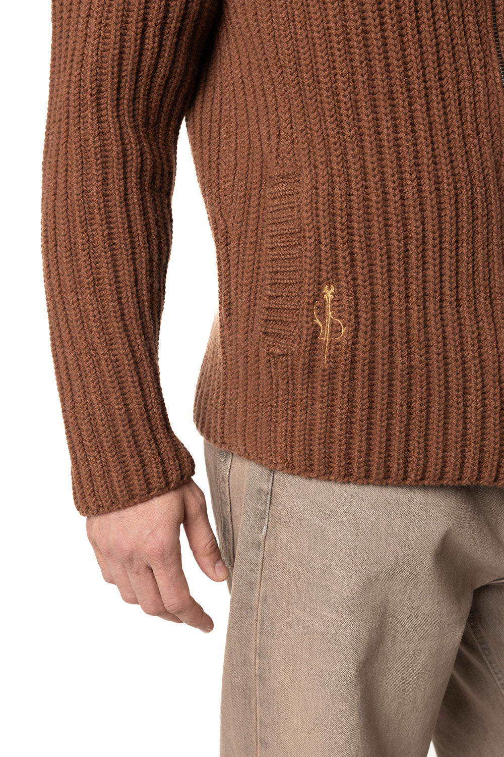 Vittoria Paci Blouson Zip Cashmere Marrone Uomo