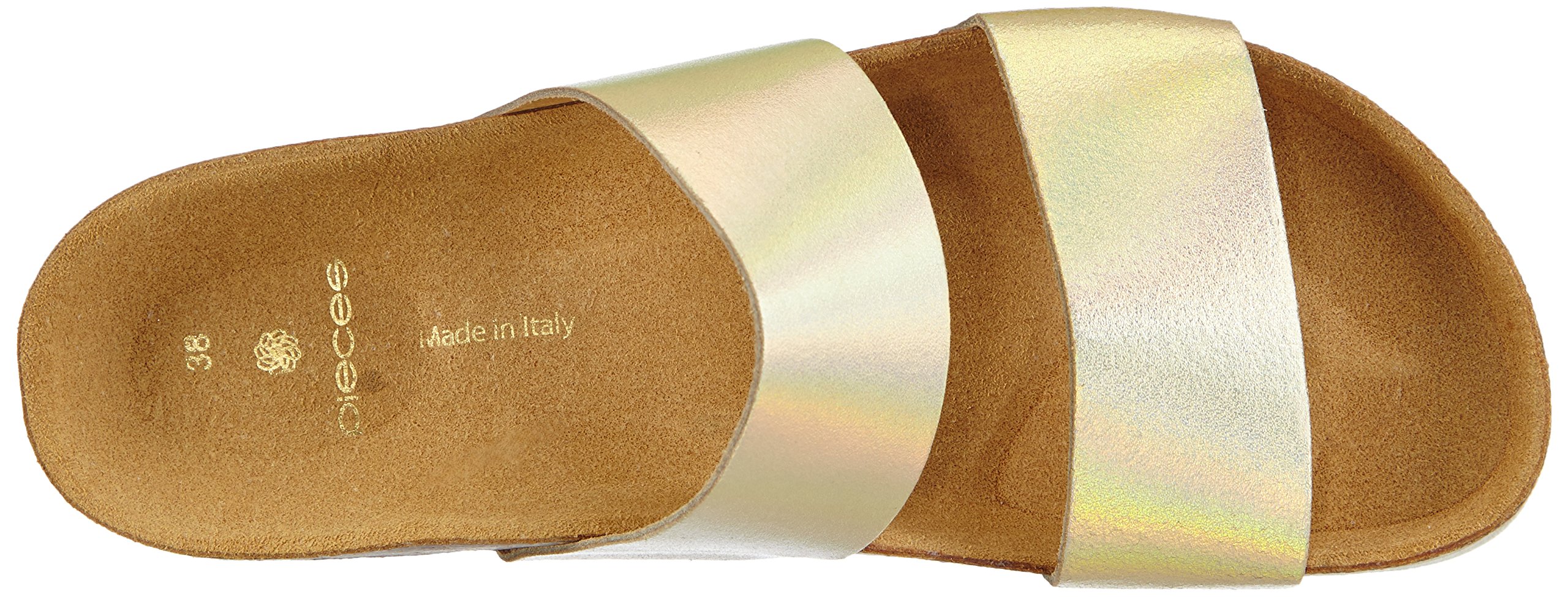 Pieces Tayly Leather Sandal Sandali Zeppa Oro Pelle