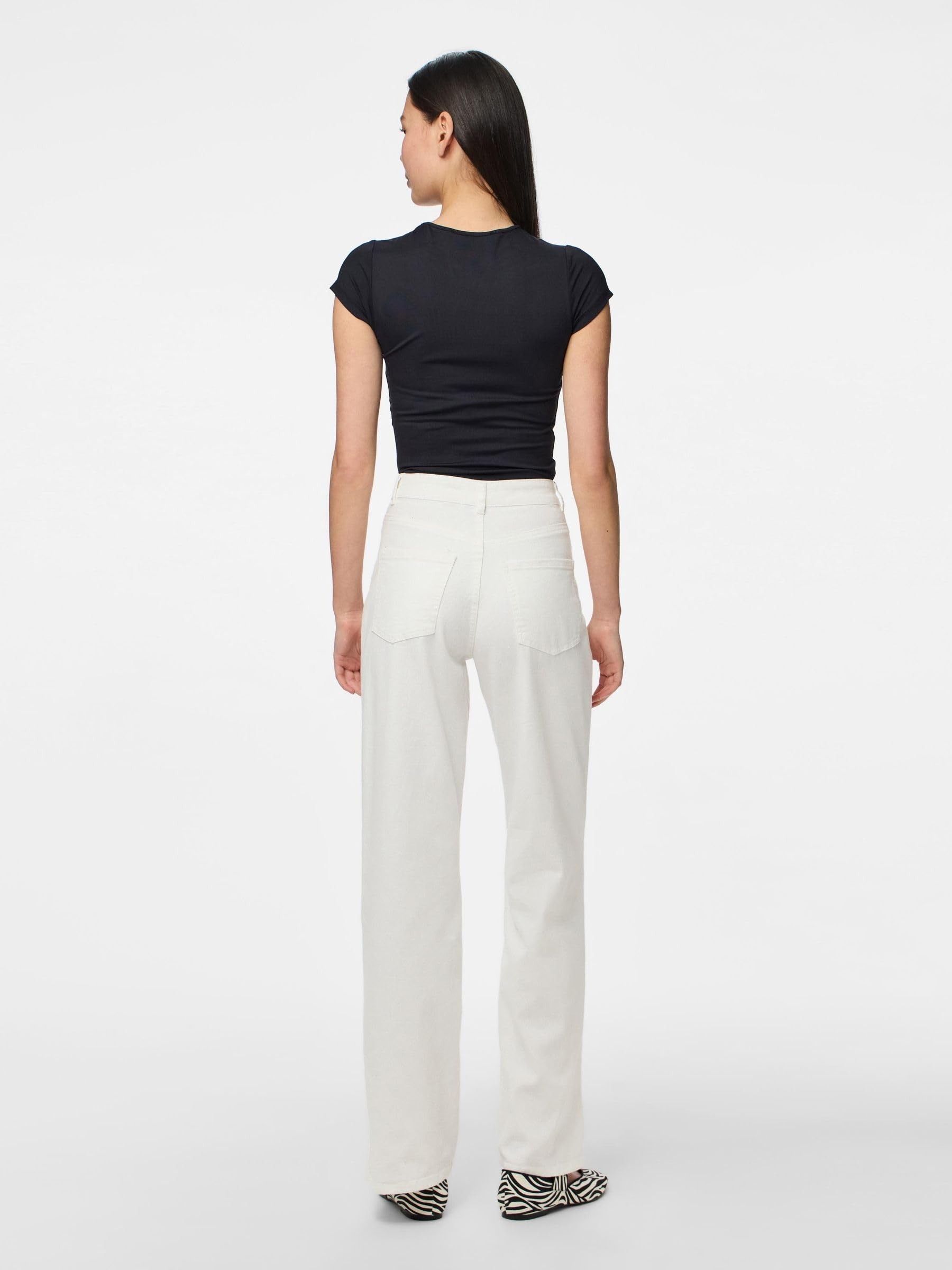 Pieces Pcsalume HW jeans dritti donna taglia 29 vita alta