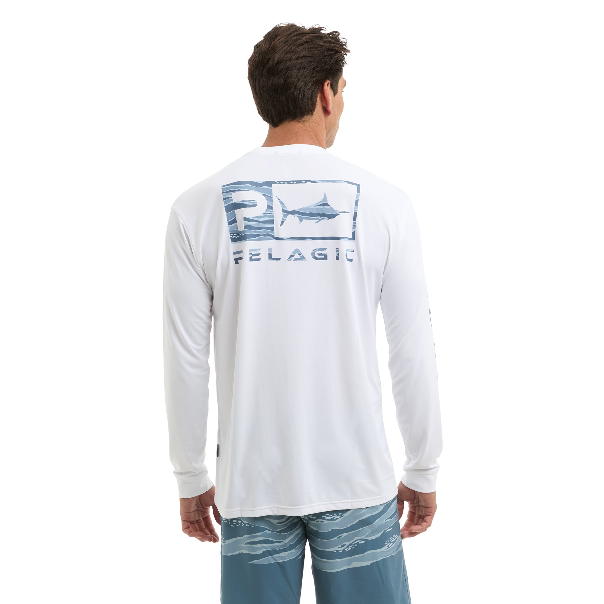 Pelagic Aquatek Wahoo Icon maglia manica lunga bianca UPF 50+