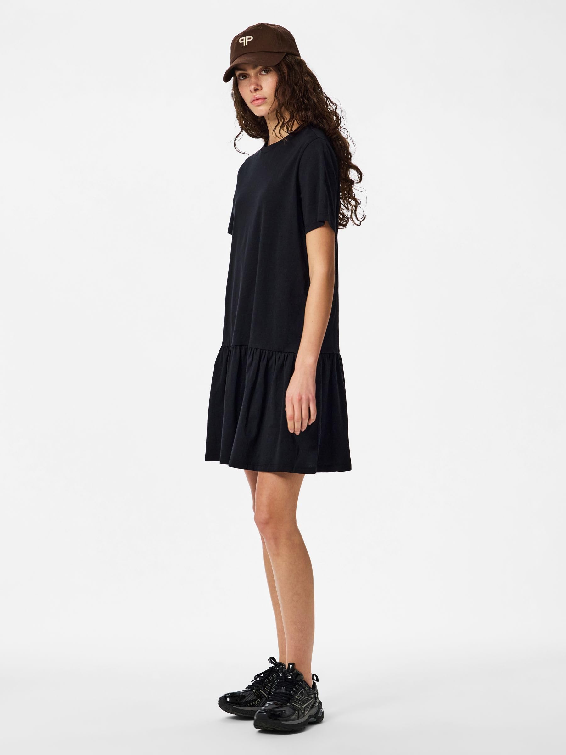 Pieces Pcdisso Abito Donna Nero Jersey Collo Tondo