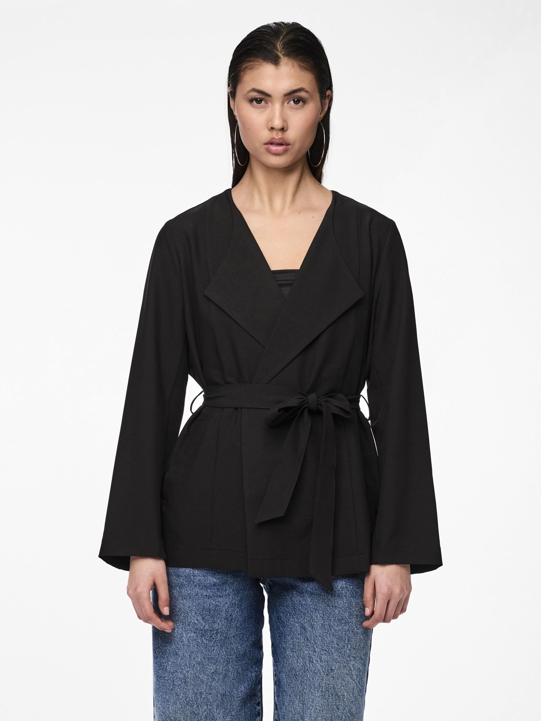 Pieces Pcbosella Blazer Donna Nero Cotone Comodo