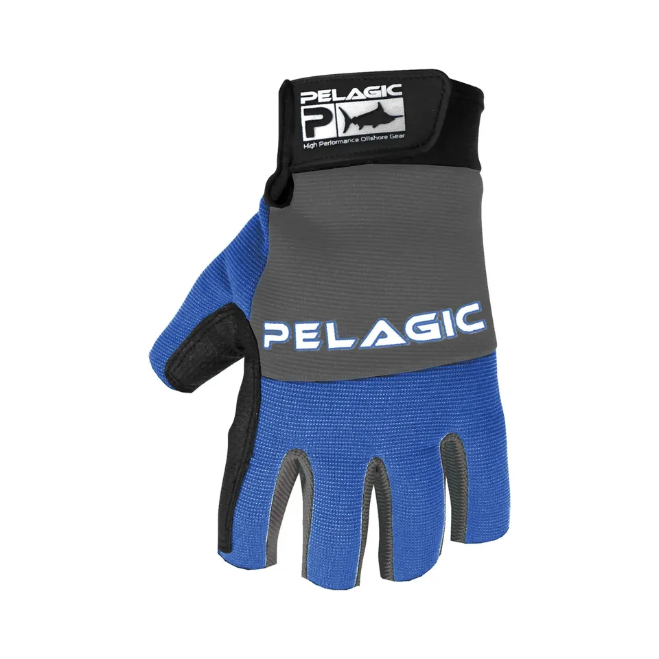 Pelagic Battle guanti pesca blu royal dita scoperte