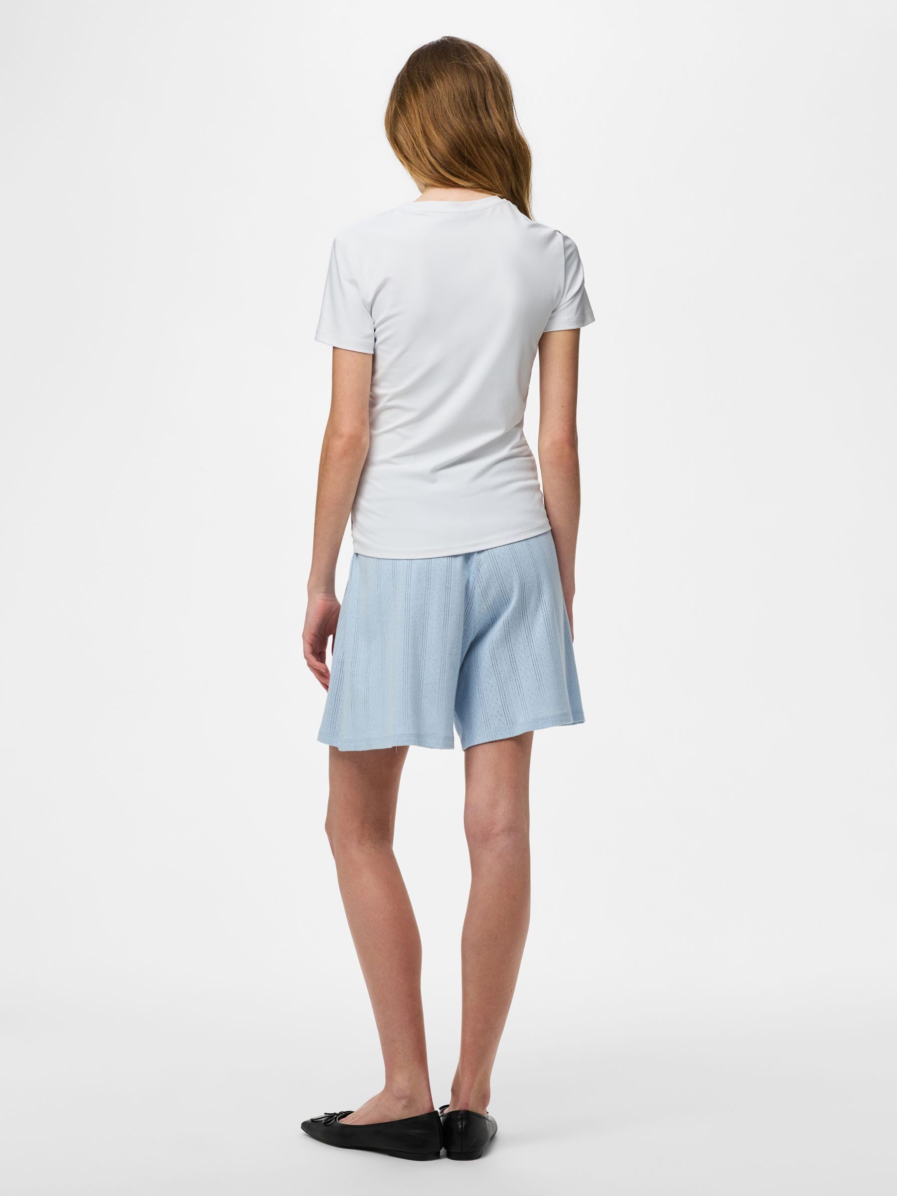 Pieces Pcmarie HW Pointelle Pantaloncini Blu Cachemire