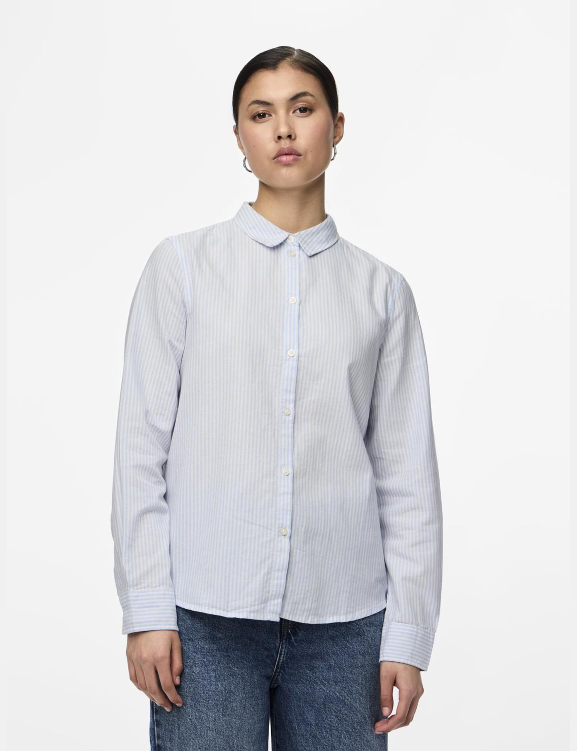 Pieces Pcirena LS Oxford Shirt camicia donna bianco cotone