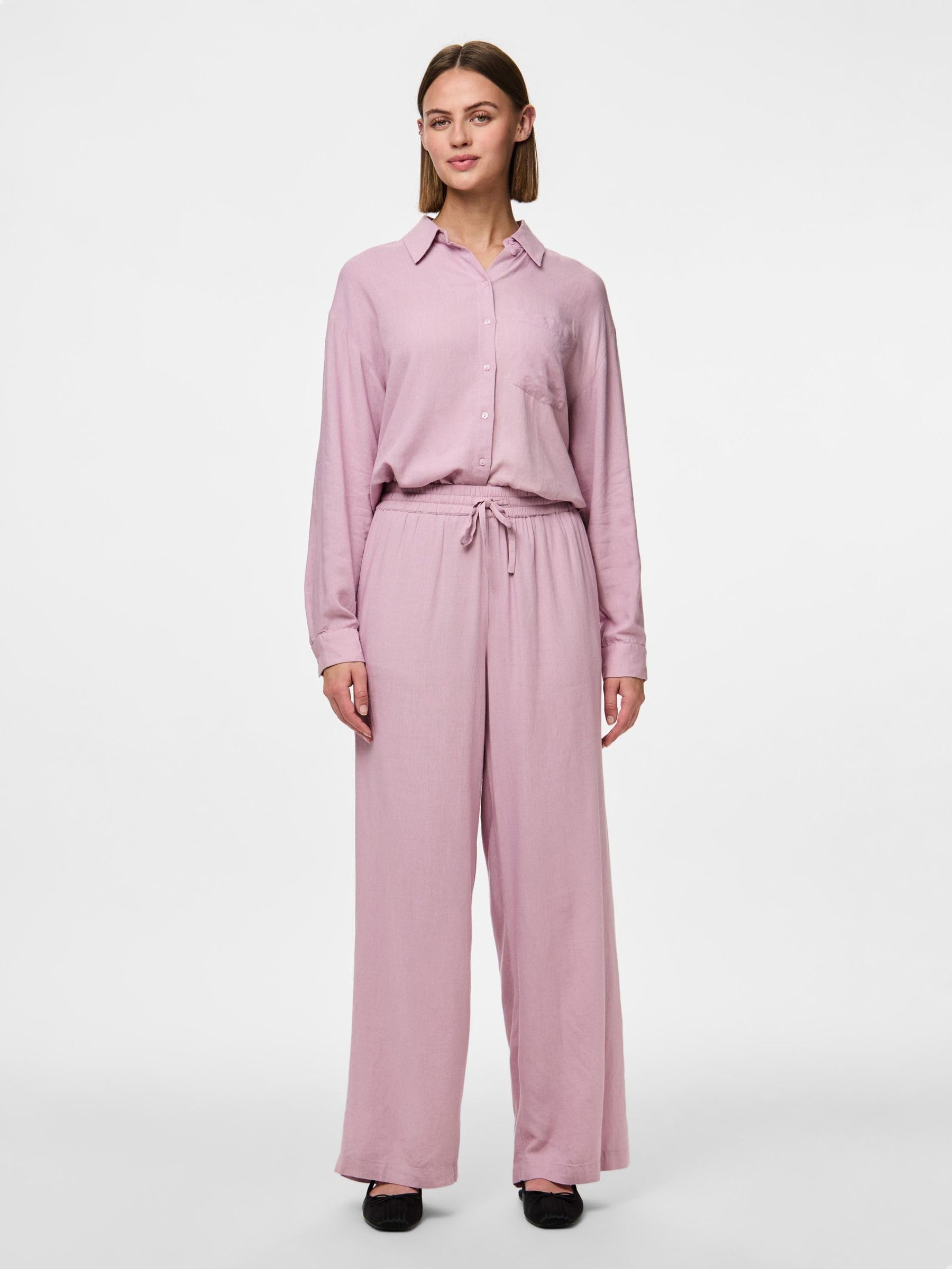 Pieces Pcpia HW Wide Pants Pantaloni Donna L Gamba Ampia