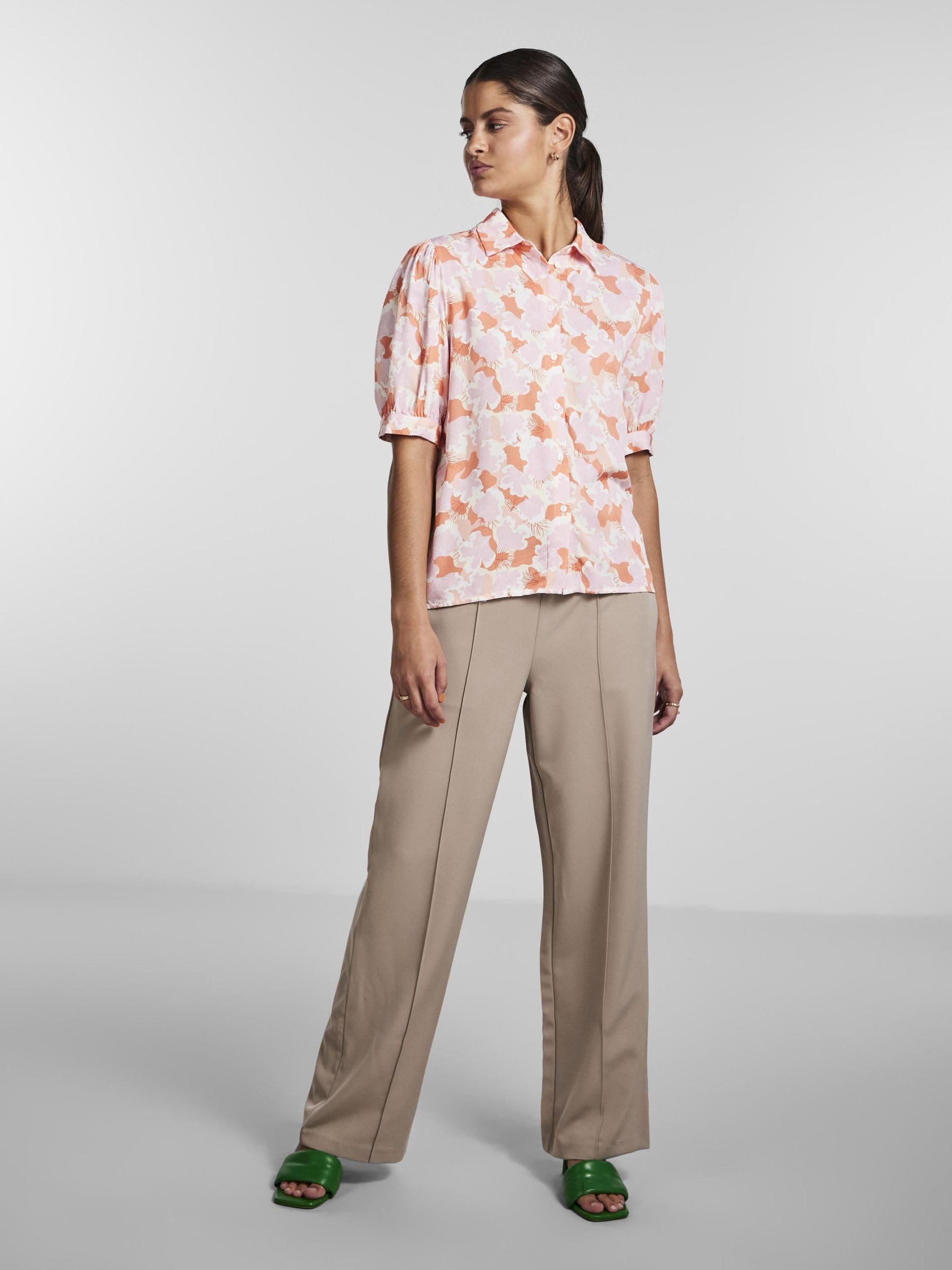 Pieces Pckasey camicia donna floreale corte