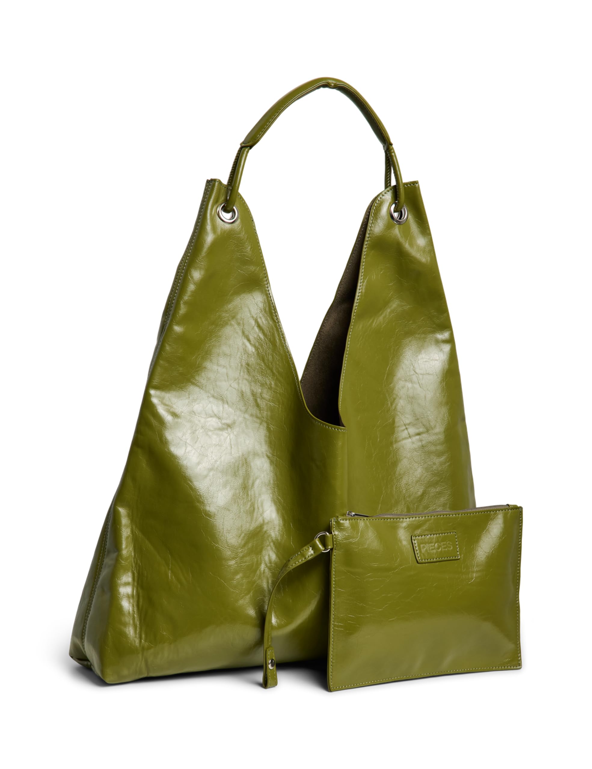 Pieces Pcanestasia Patent Shopper borsa nera