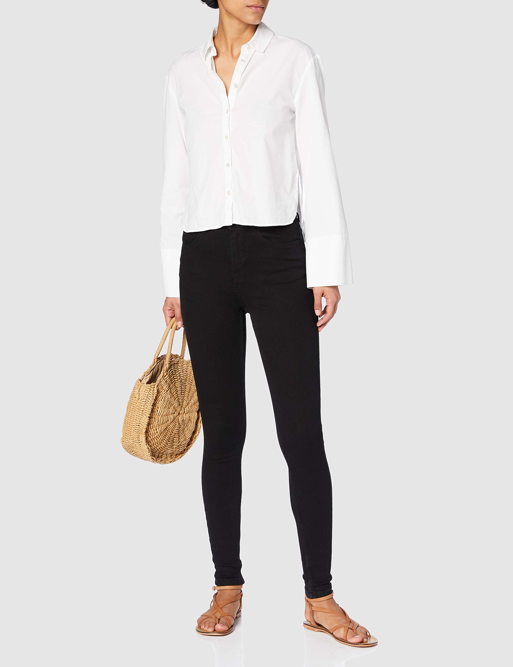 Pieces Pchighfive jeans skinny vita alta nero