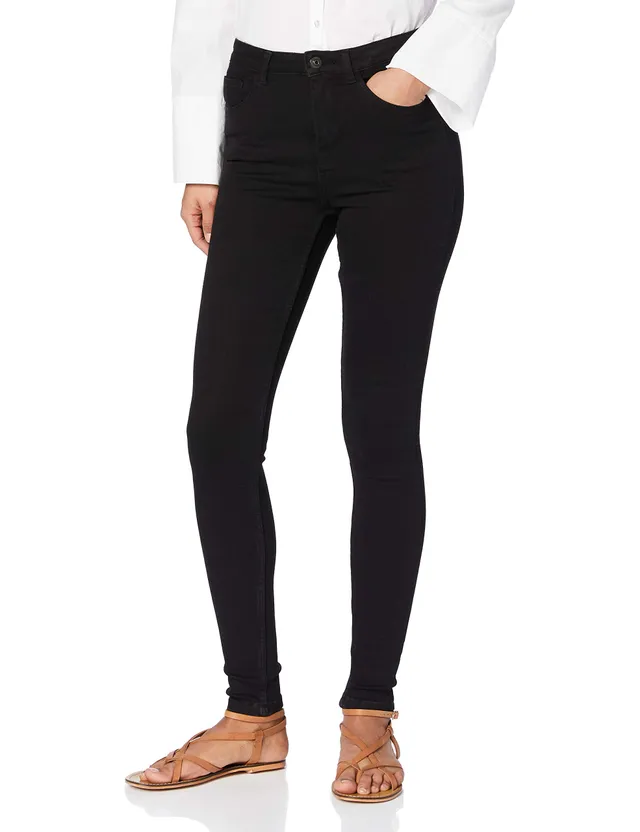 Pieces Pchighfive jeans skinny vita alta nero