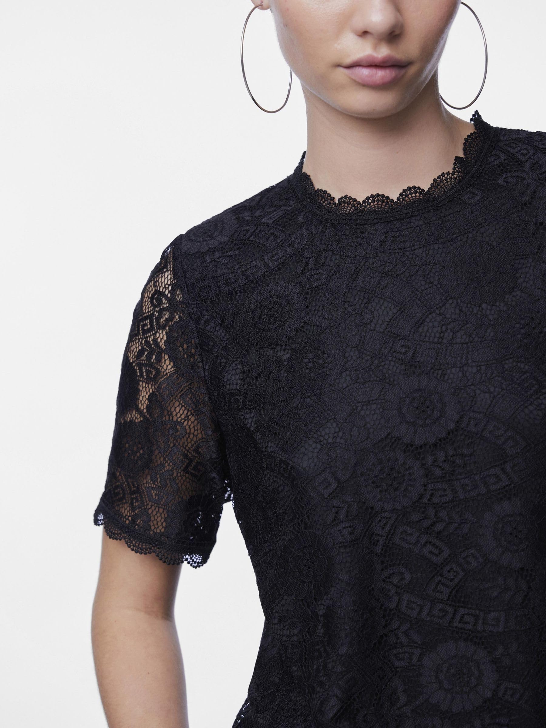 Pieces Pcolline SS Lace Top camicia pizzo maniche corte