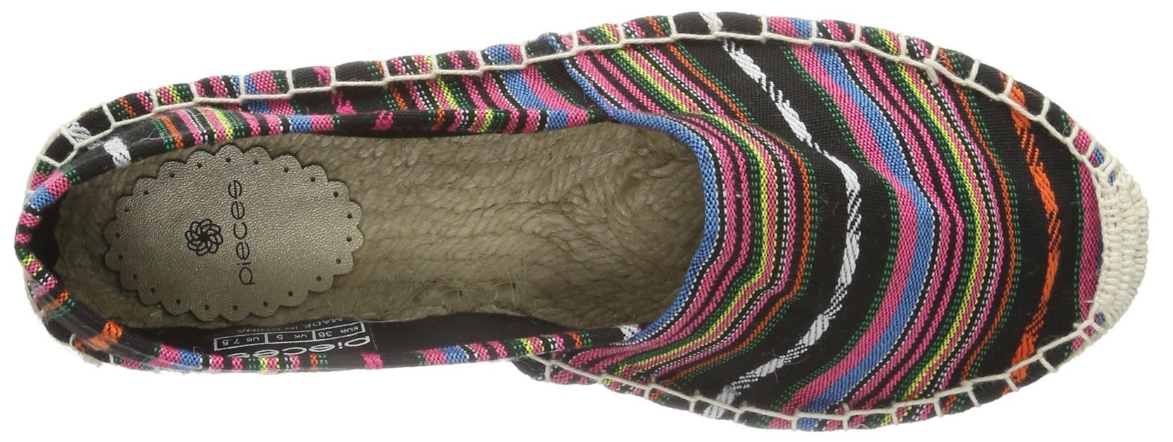 Pieces Haisha espadrillas donna basse nere tribale