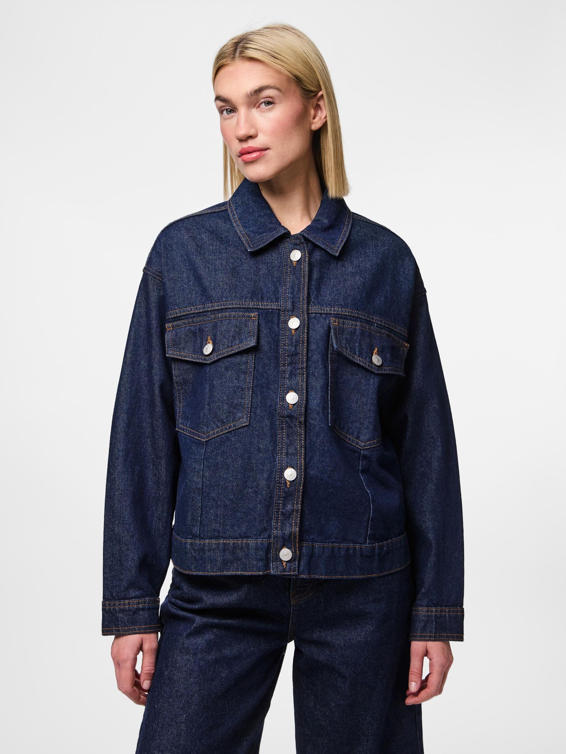 Pieces Pcelma giacca denim donna vestibilità comoda