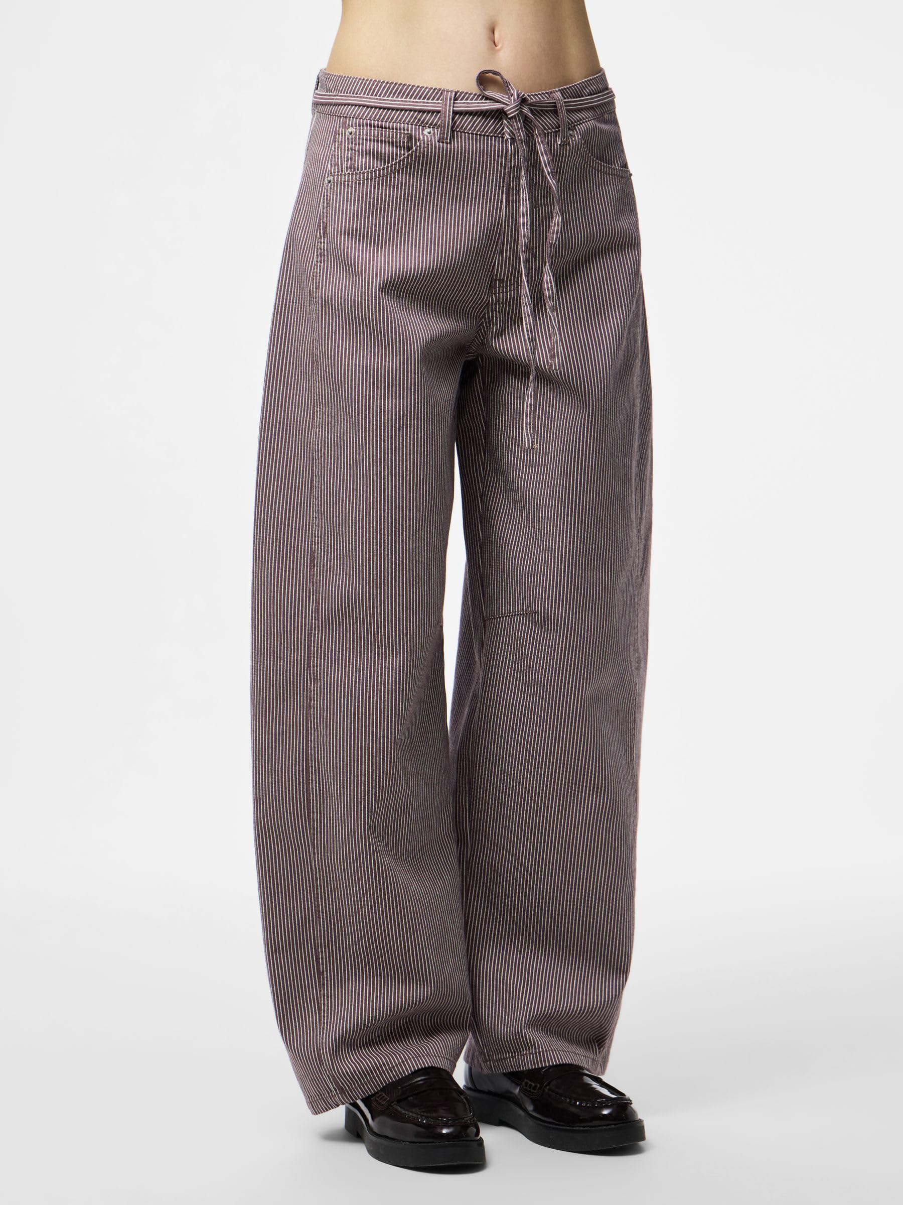 Pieces Pcbillo MW Tie Barrel jeans donna gamba barrel