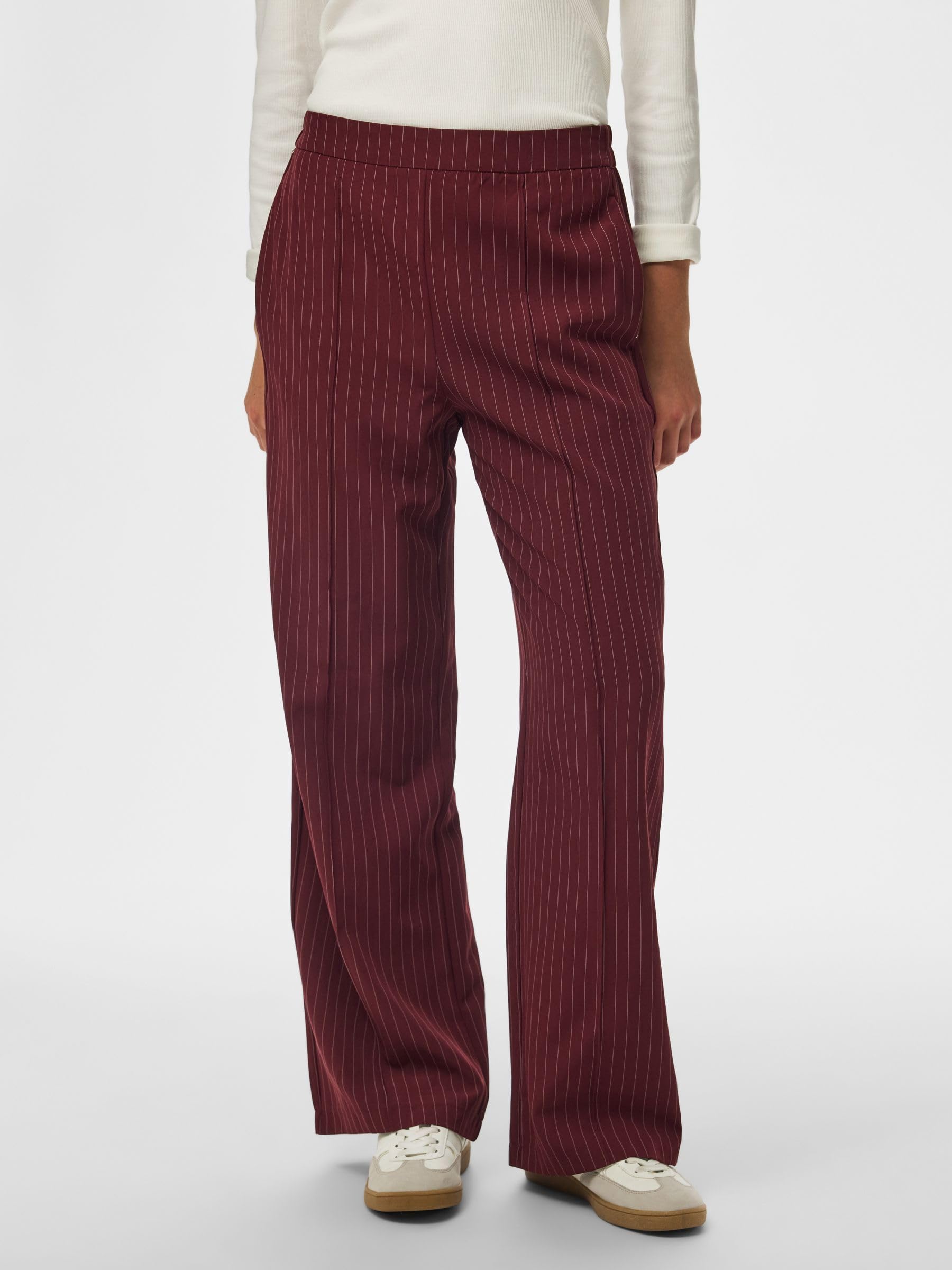 Pieces Pcbozzy HW Wide pantaloni donna a righe vita alta