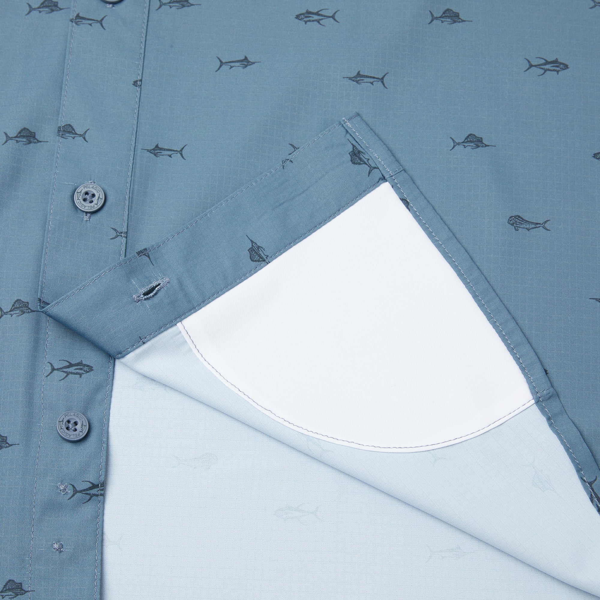 Pelagic Keys Tiny Fish camicia pesca uomo petrolio UPF 50+