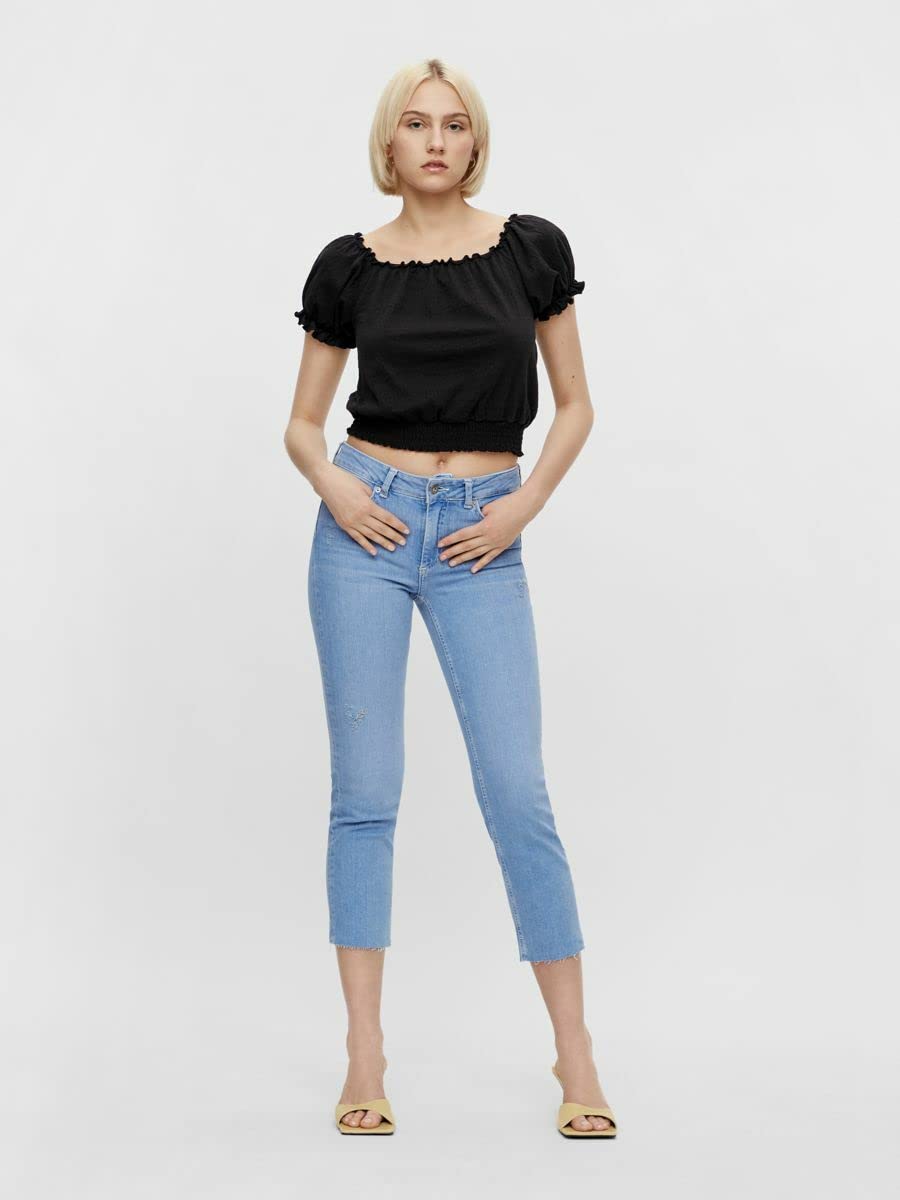 Pieces Pcdelly MW Straight Electric Blue BC jeans M