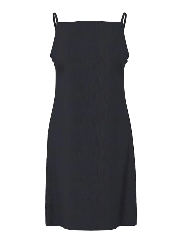 Pieces Pcpiva SL Short Dress vestito corto nero manica corta
