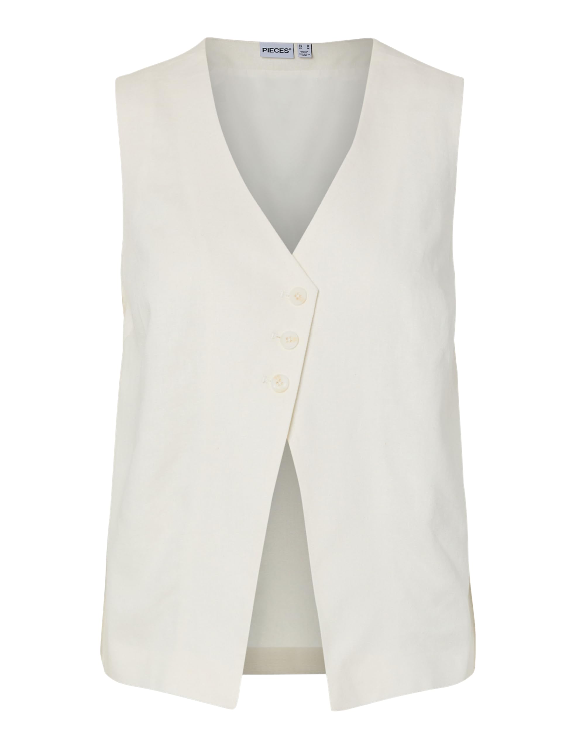 Pieces Pcawace Neck Vest gilet donna lino scollo a V