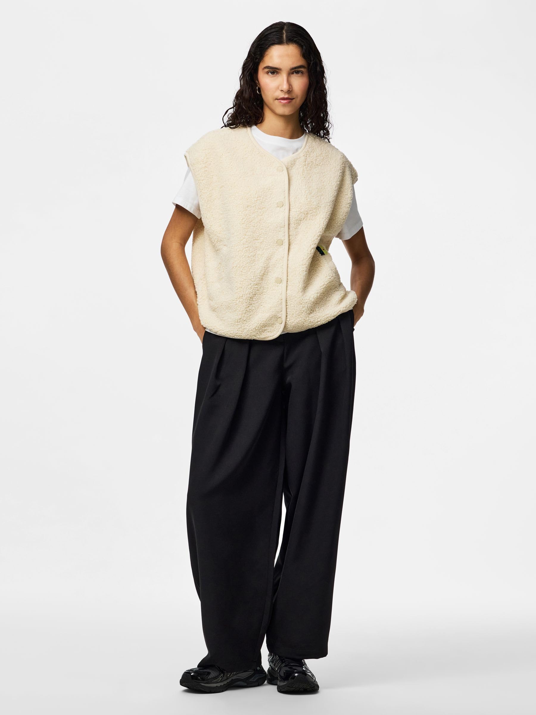 PIECES Pckatty Teddy gilet donna betulla S caldo