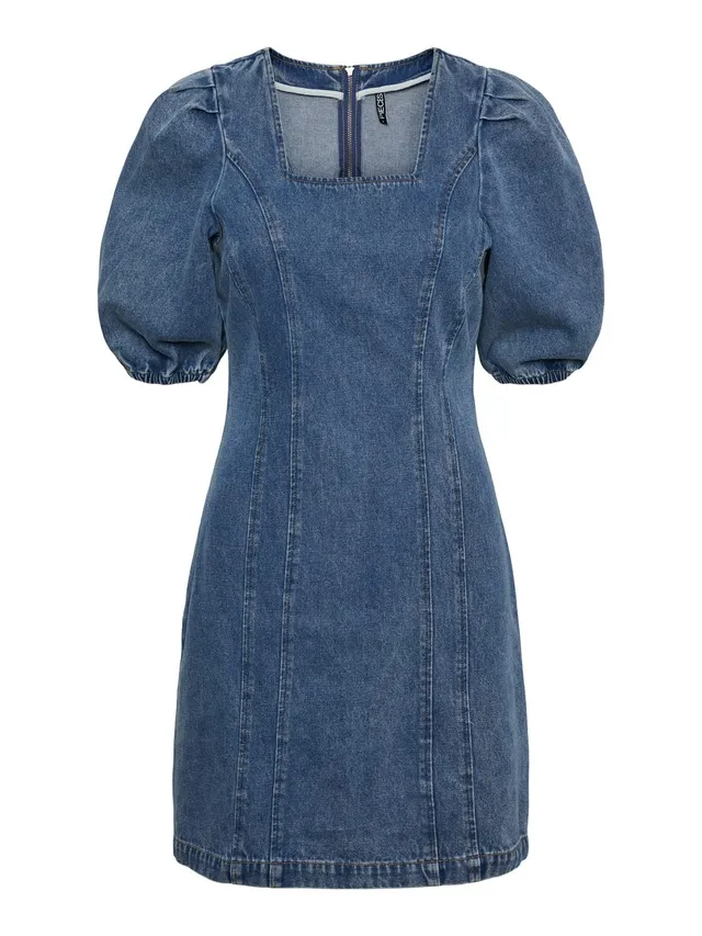 Pieces Pcbru SS Square Neck Dress vestito M scollo quadro