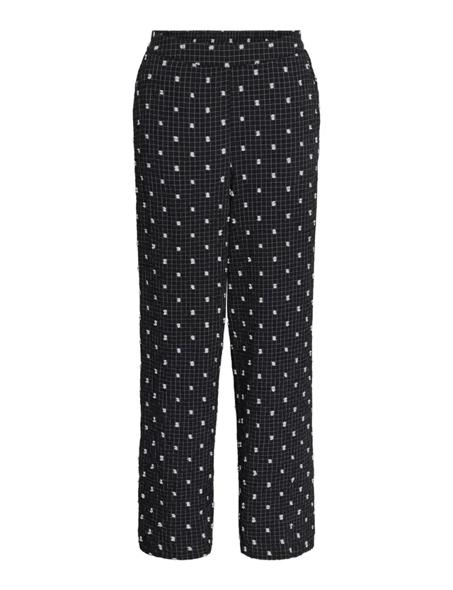 PIECES Pcnovalee HW pantaloni donna neri a pois vita alta