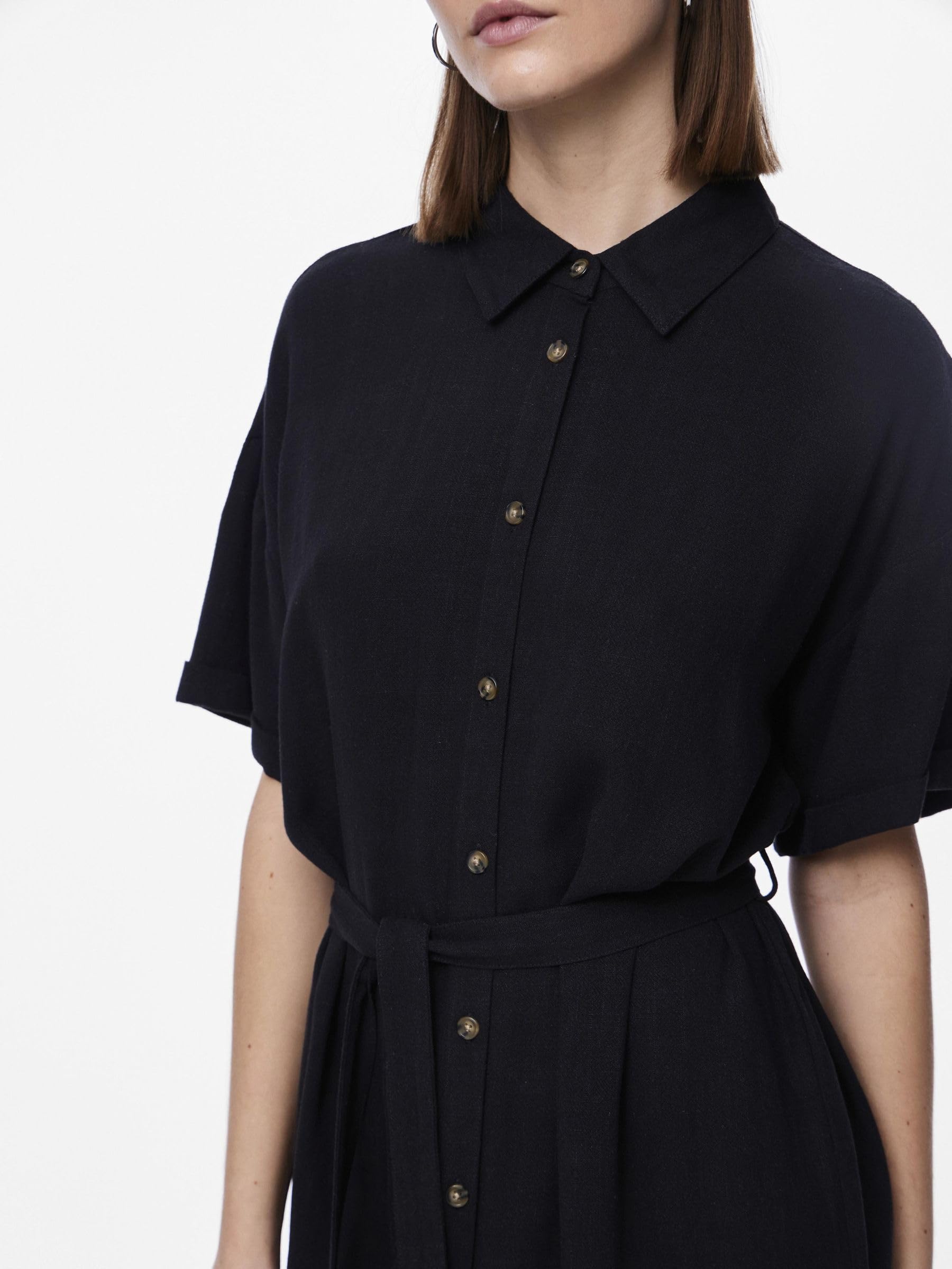Pieces Pcvinsty Shirt Dress vestito camicia L nero