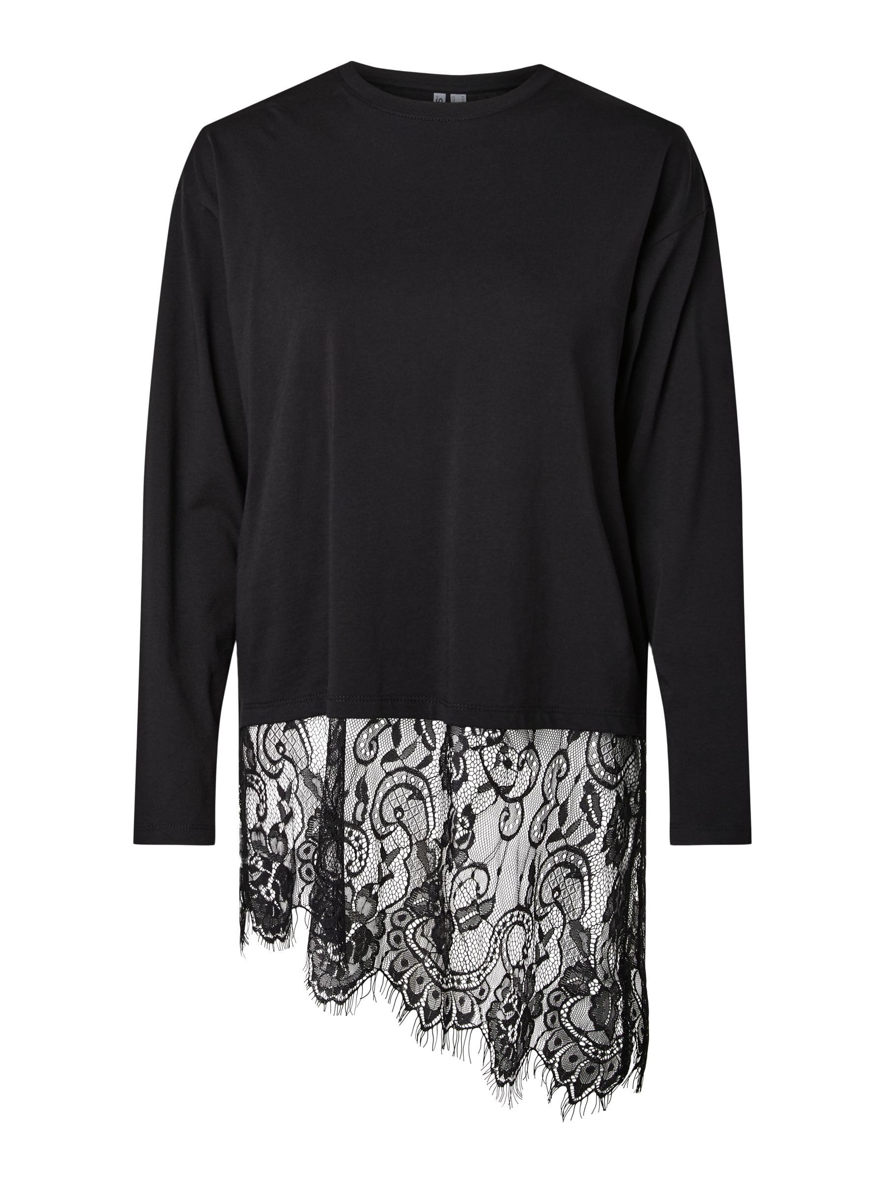 Pieces Pcmave LS Lace top donna maniche lunghe pizzo