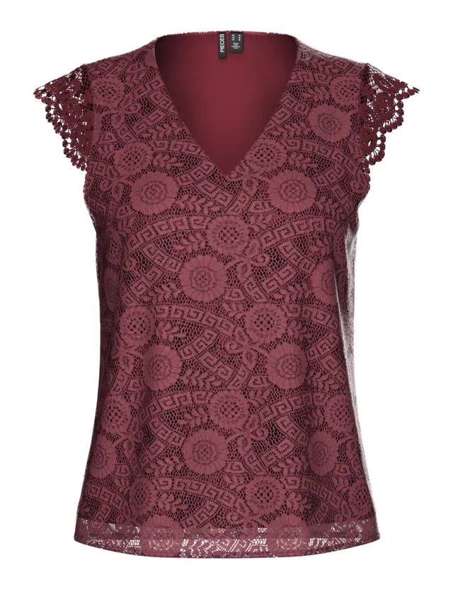 Pieces Pcolline top donna scollo a V pizzo senza maniche