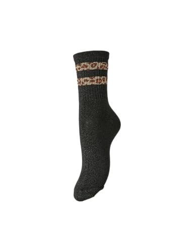 Pieces Pcmebby Leo Lurex calzini neri 2 pezzi animalier