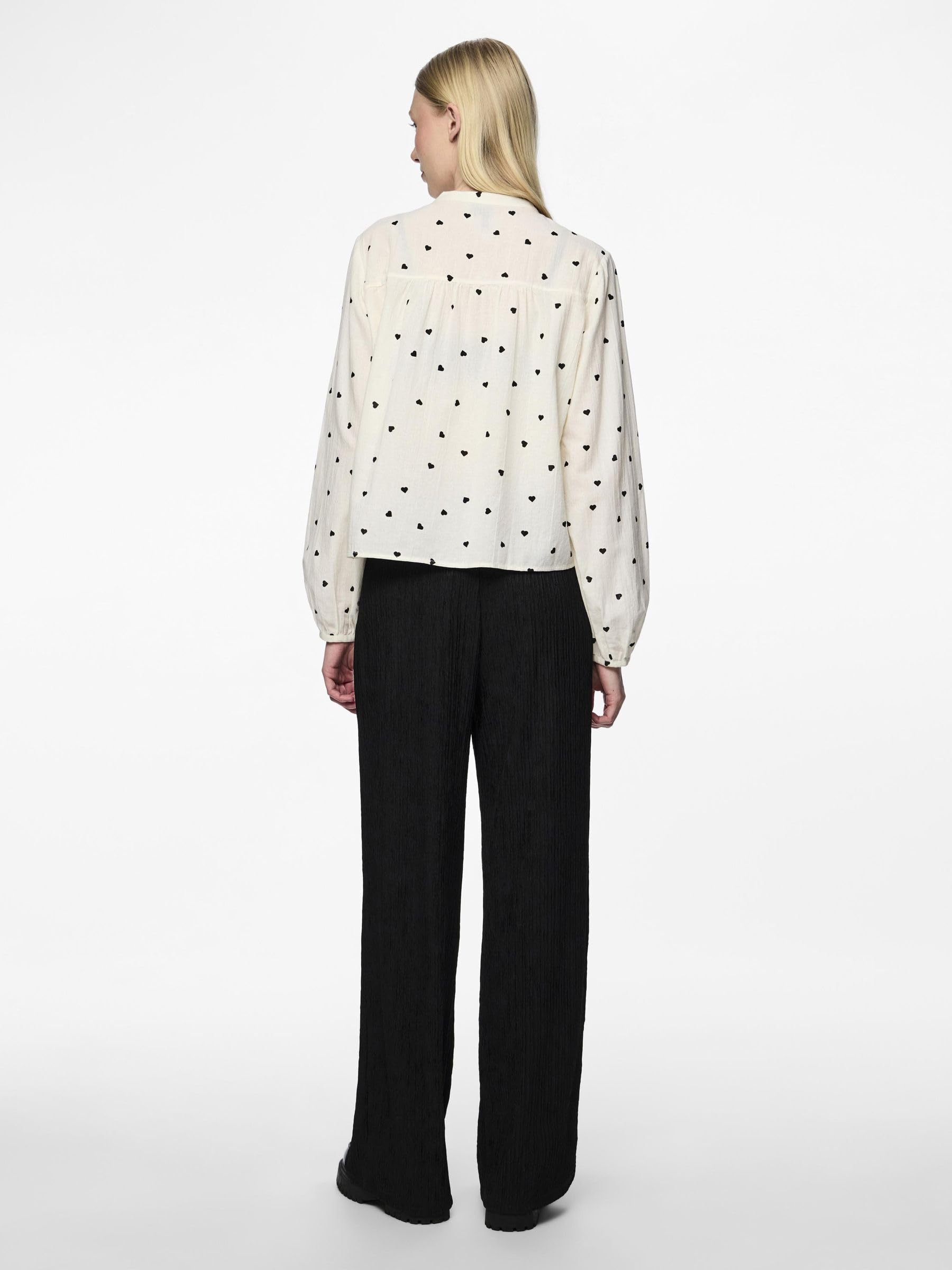 PIECES Pcnine LS V-Neck Top BC maglietta donna M scollo a V