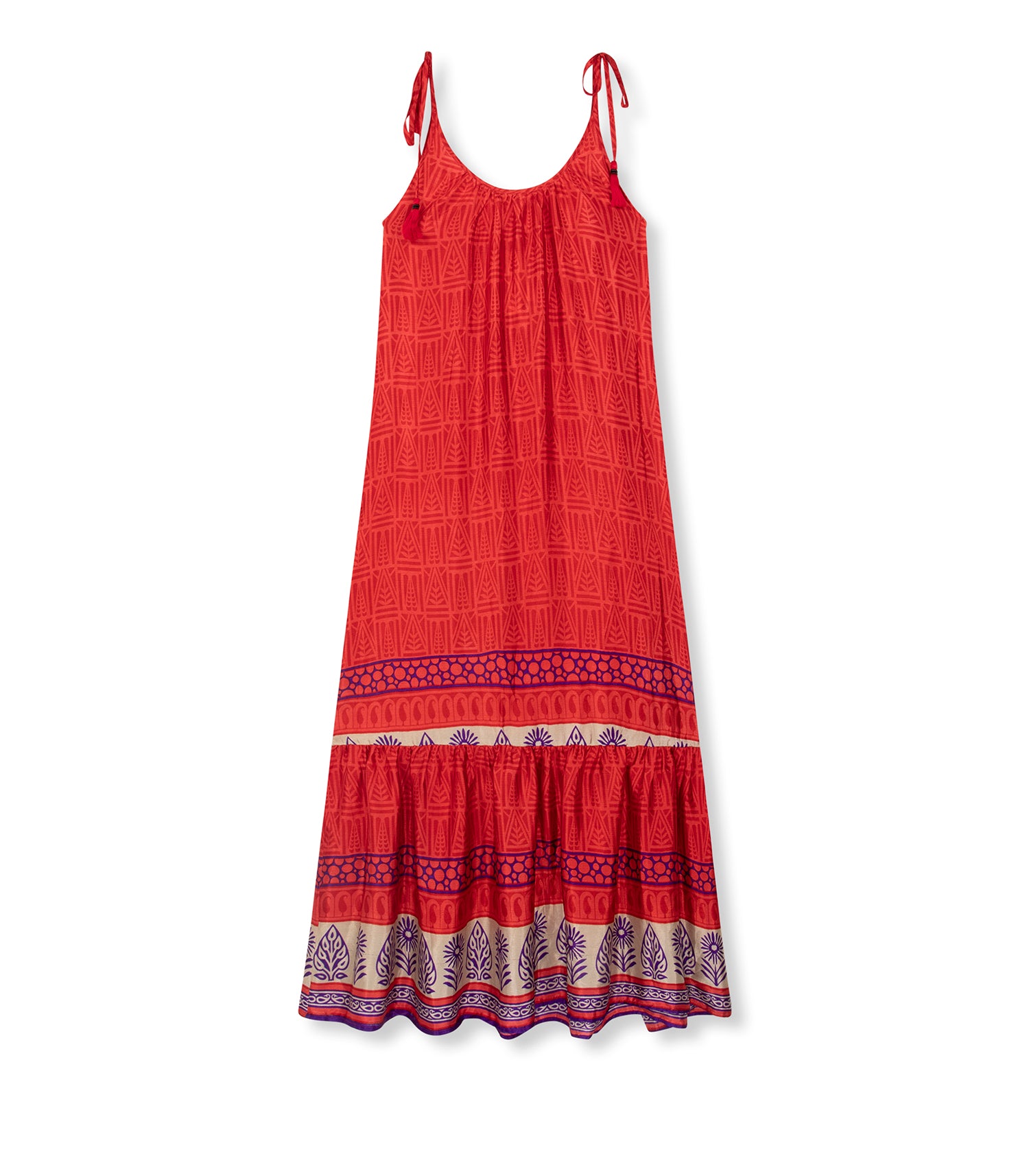 el.residu Myra 26 abito midi viscosa rosso L/XL