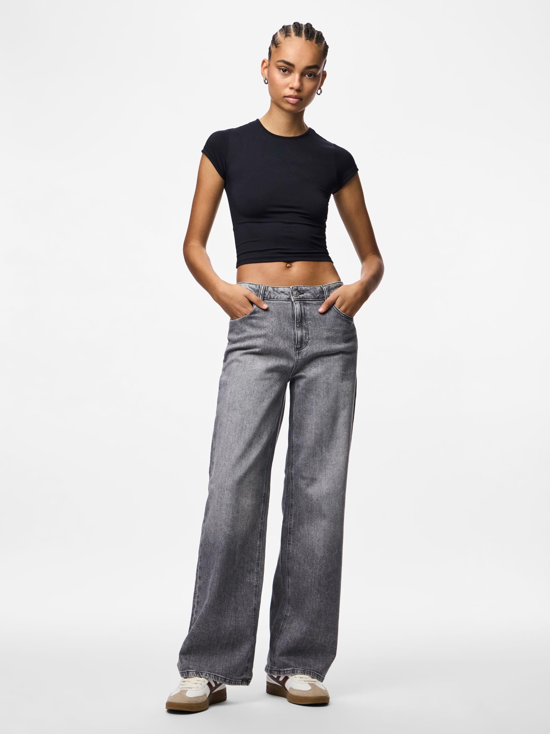 Pieces Pcsilke MW Wide Jeans MG Noos BC jeans donna 25W/30L larghi