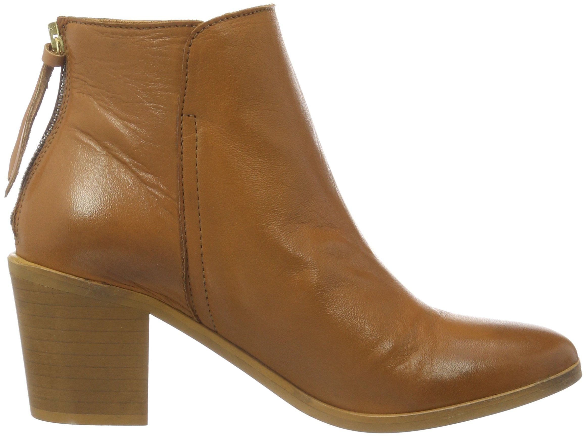 Pieces Psdolly stivaletti in pelle cognac con cerniera