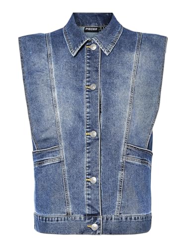 Pieces PCFemma gilet jeans XS denim blu